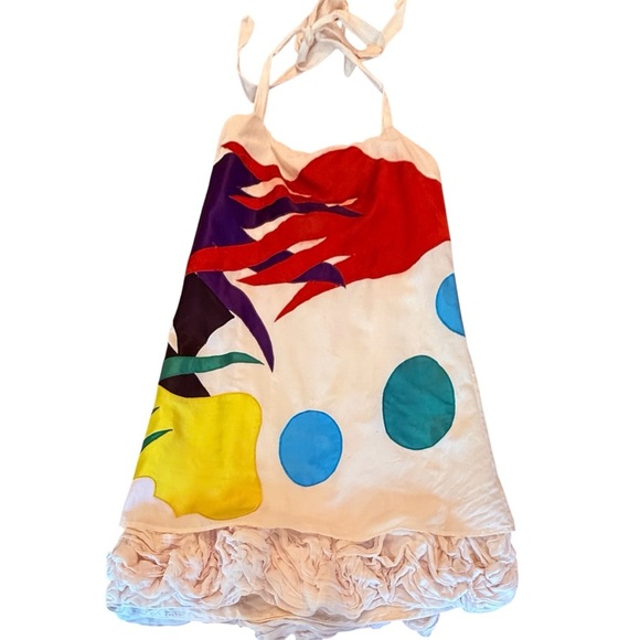 Alice + Olivia multicolor Silk Halter Dress with Ruffle Hem Size XS MSRP $595 - Picture 1 of 12